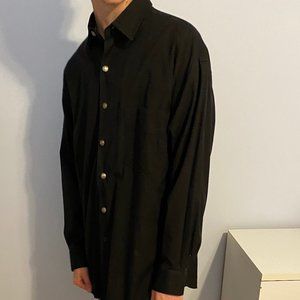 Stubbs Long Sleeve Button Down Black Dress Shirt
